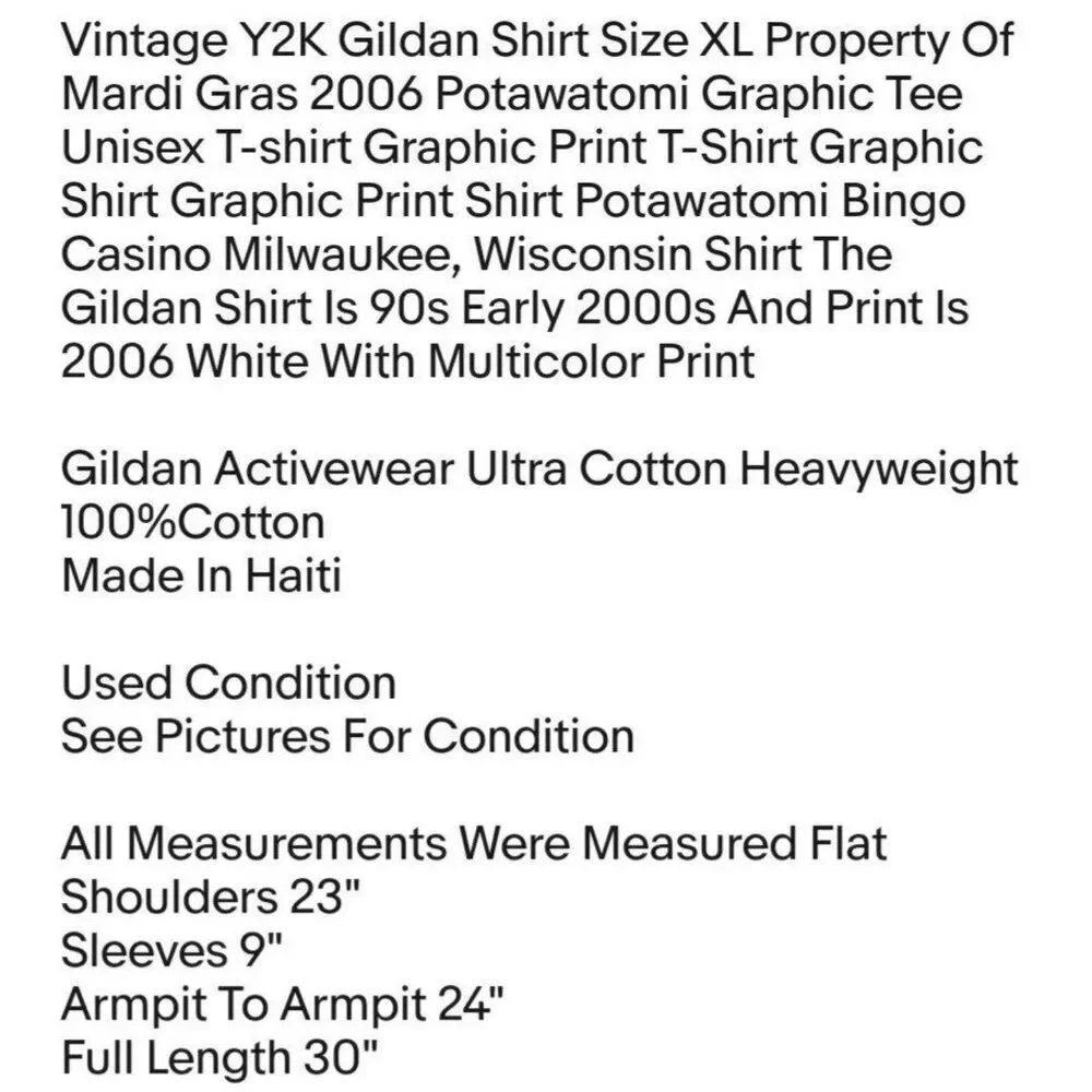 Vintage Y2K Gildan Shirt Size XL Property Of Mardi Gras 2006 Potawatomi Graphic